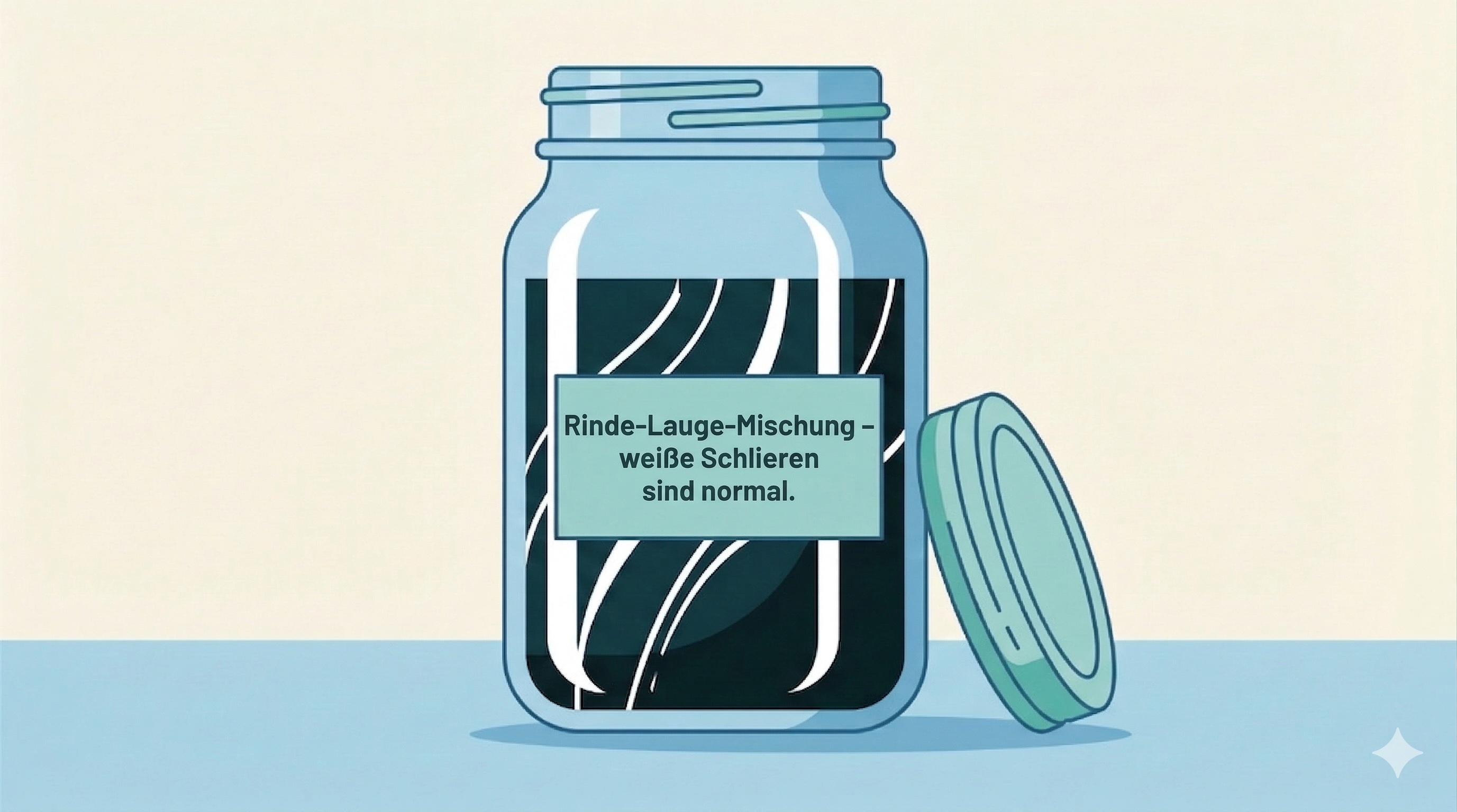 Dunkle schwarze Mischung im Gefäß mit sichtbaren weißen Streifen